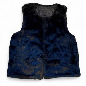 Y2k goth punk inspired JOUJOU black faux fur vest womens size XL